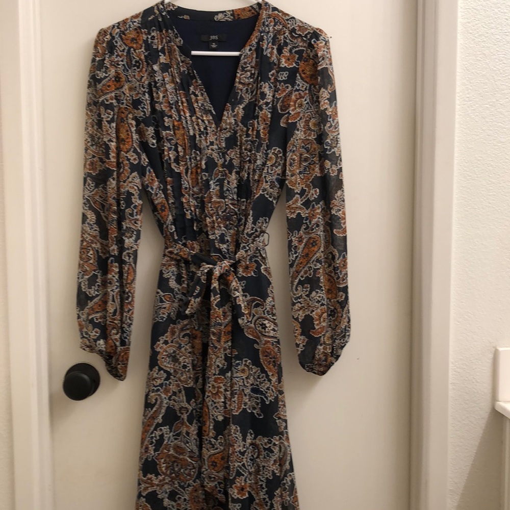 Navy blue, white, brunt orange dress